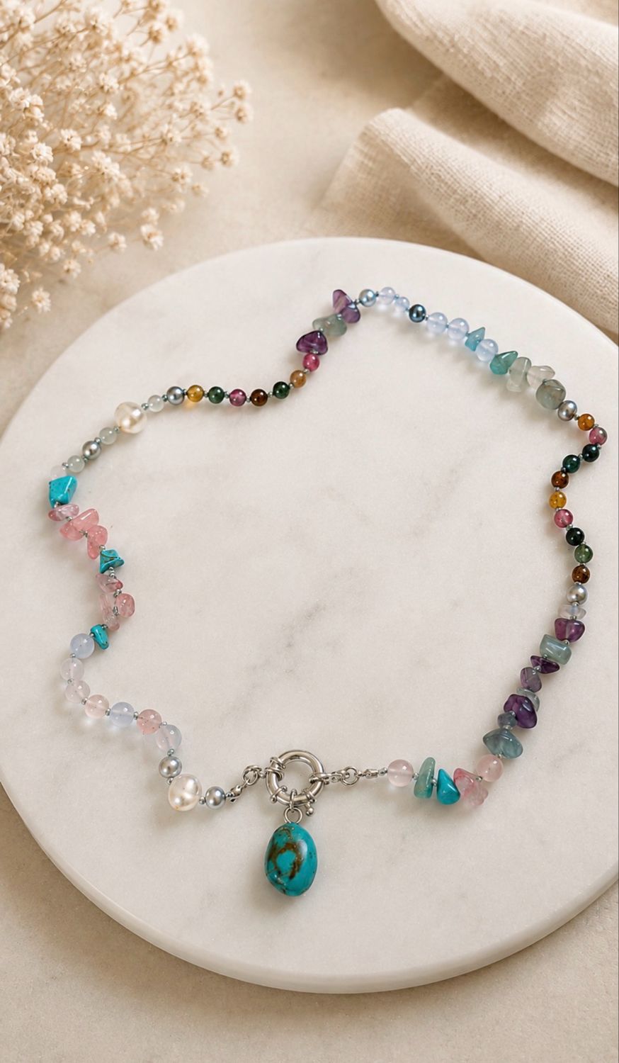 Collier gemixte edelstenen