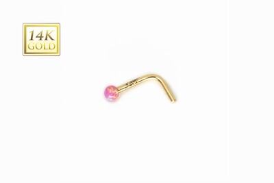 Solid 14kt gold Nose piercing with pink opal Beautiful NEW