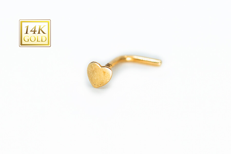 Details about   14K Gold Heart Nose Screw Piercing Jewelry 