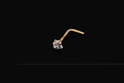 Solid 14kt Gold clear Triangle Nose Piercing