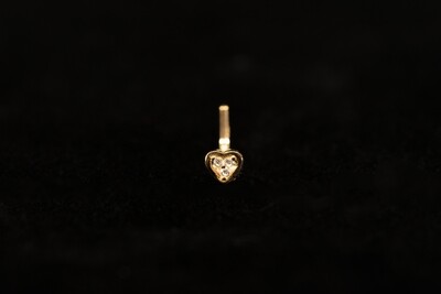 Solid 14k Gold Heart with Crystals Nose Piercing Solid Gold mark 14k New
