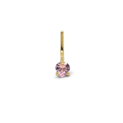 Beautiful crystal heart Nose Piercing solid 14k gold mark New