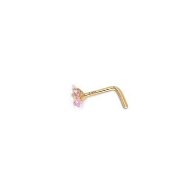 Solid 14k Gold CZ diamond soft pink Nose Piercing Solid Gold mark 14k New