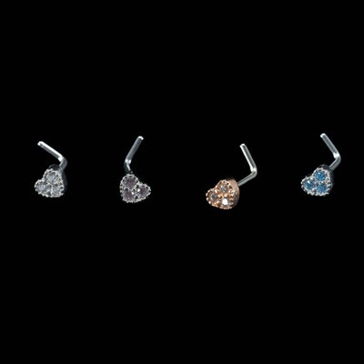 4 pcs Nose Piercings Heart Collection Surgical Steel 20g New