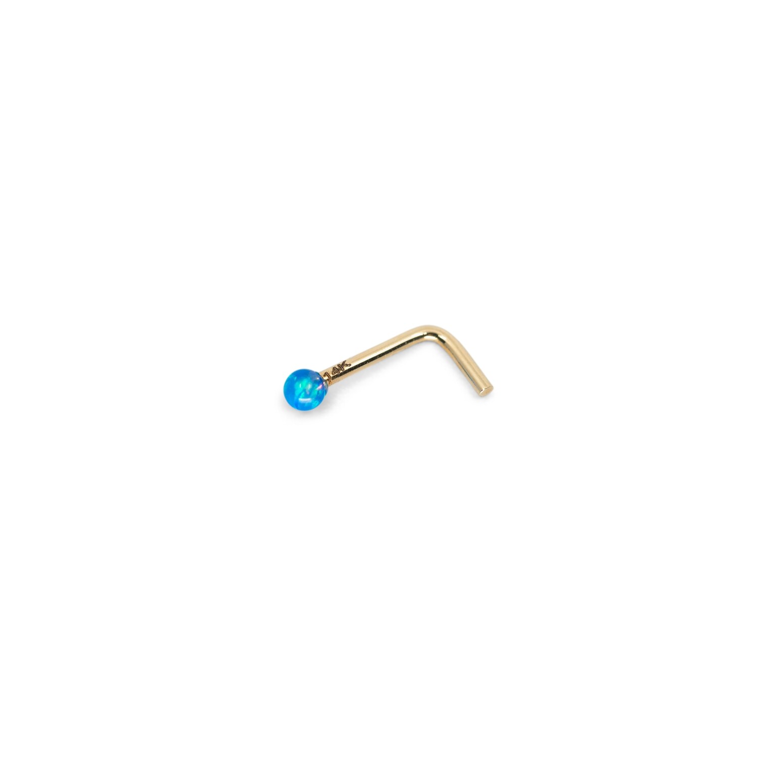 14kt Gold Nose Piercing with a Ocean Blue Opal mark 14k Solid Gold New