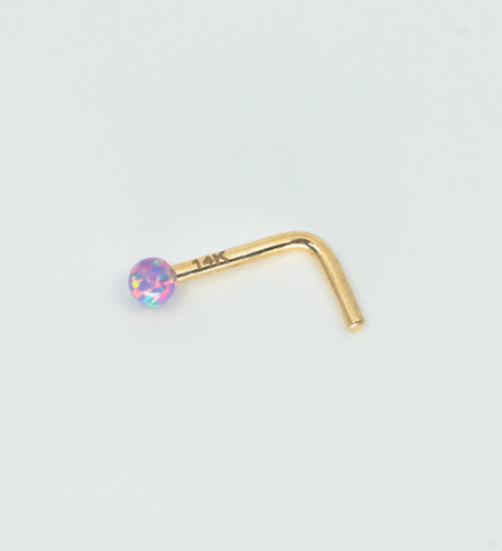 14kt. Gold Nose Piercing with a Soft Purple Opal mark 14k Solid gold New