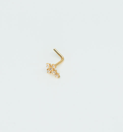 14kt Gold mini crystal Cross Nose Piercing mark 14k Solid Gold New