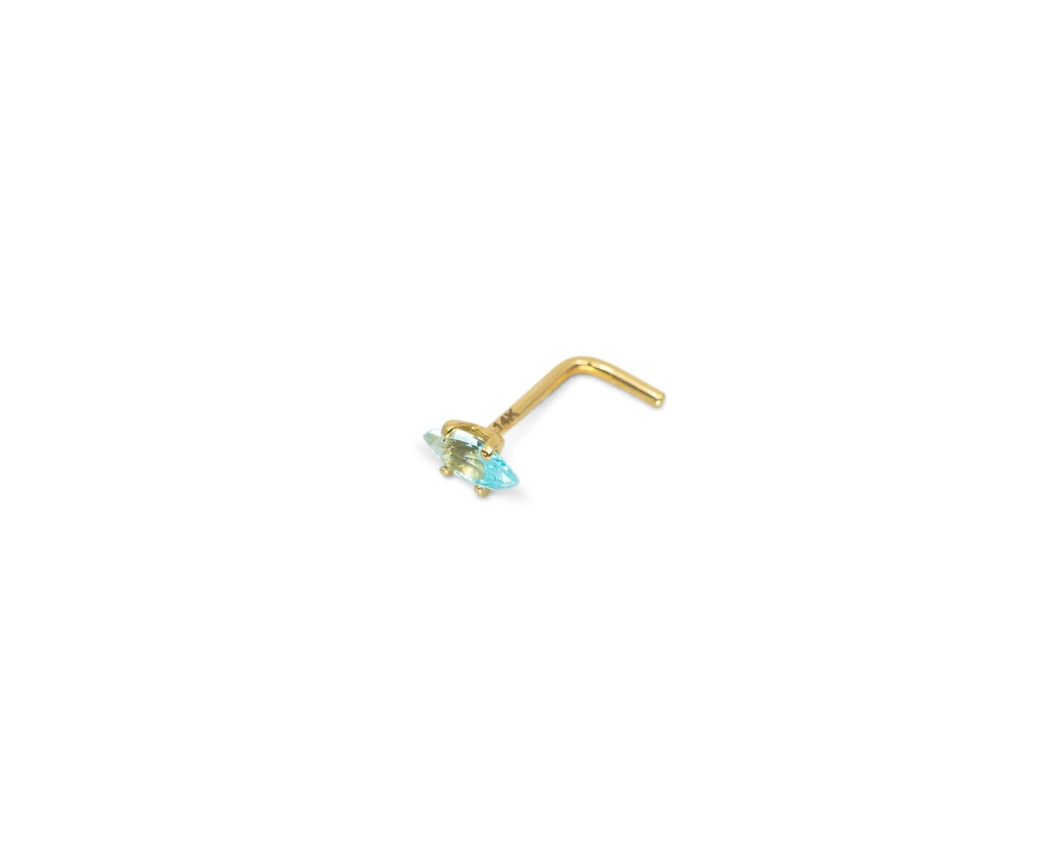14kt Gold Nose Piercing with a CZ Blue Diamond mark 14k Solid Gold New