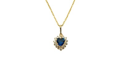 Solid 14kt Gold CZ sapphire  with Crystal Pendant Sweet Heart Pendant Solid Gold Mark 14k New
