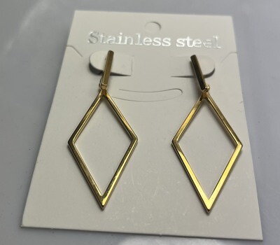 Stylish Asymetrical Golden Tone Long Earrings Steel New