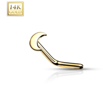 14kt. Gold Dreamy Half moon Nose Piercing Style mark 14k Solid Gold NEW