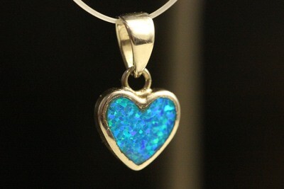 Cute Small Sterling Silver Ocean Heart Opal Pendant New