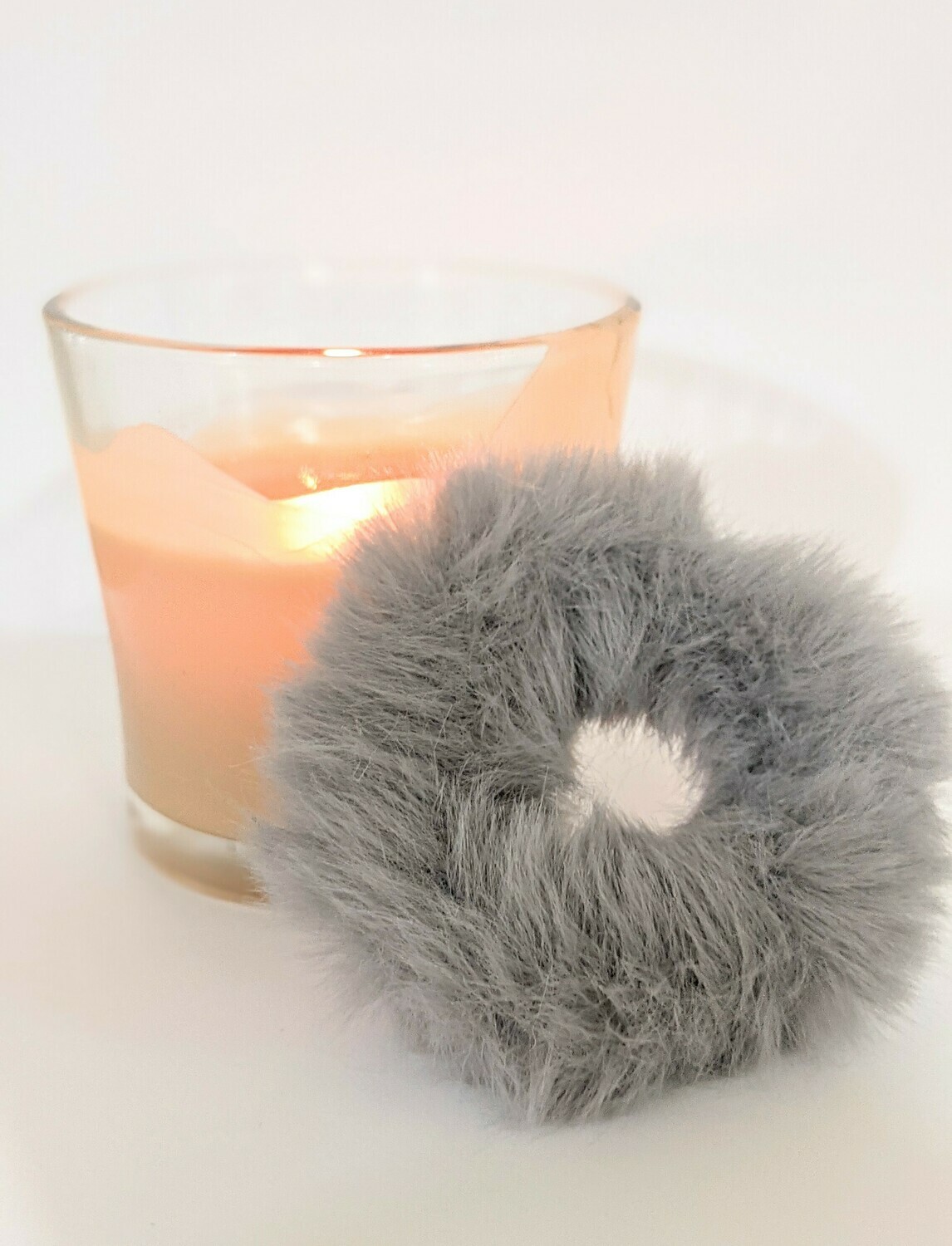 Grey Fuzzy Scrunchie