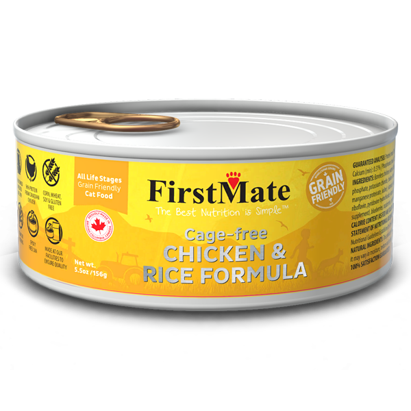 FirstMate Grain Friendly Chicken & Rice Wet Cat Food, 5.5-oz