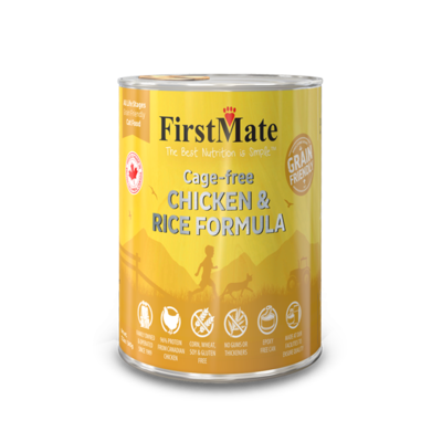 FirstMate Grain Friendly Chicken & Rice Wet Dog Food, 12.2-oz