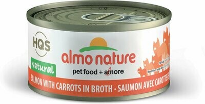 Almo Nature HQS Natural Salmon with Carrots in Broth Grain-Free Canned Cat Food, 2.47-oz