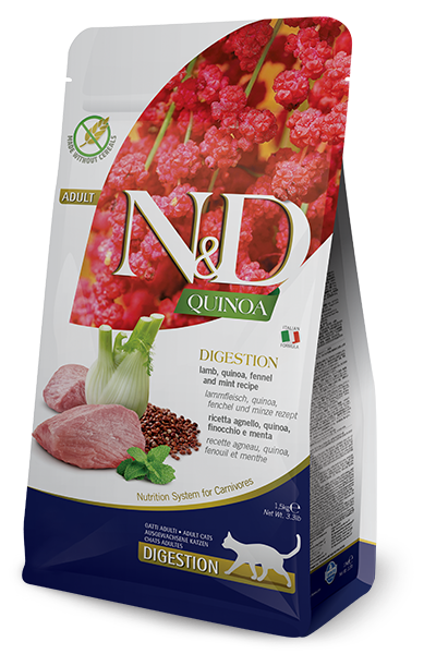 Farmina N&D Quinoa Digestion Lamb Dry Cat Food, 3.3-lb