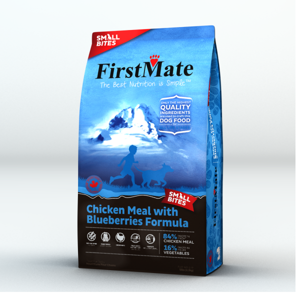 FirstMate Small Bites Chicken Meal with Blueberries Limited Ingredient Diet Grain-Free Dry Dog Food, 5-lb