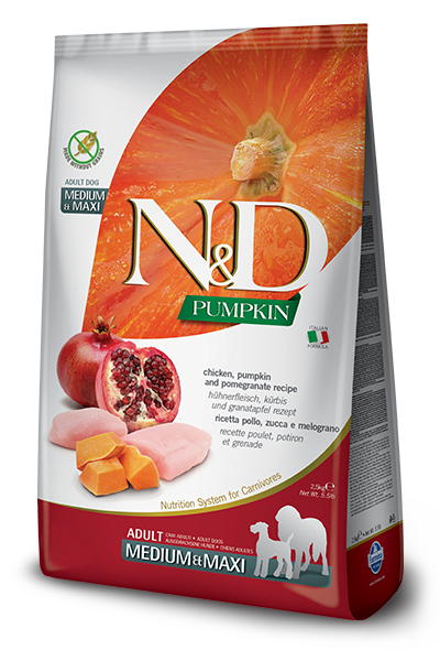 Farmina N&D Pumpkin Chicken & Pomegranate Adult Medium & Maxi Dog Dry Food, 26.4-lb