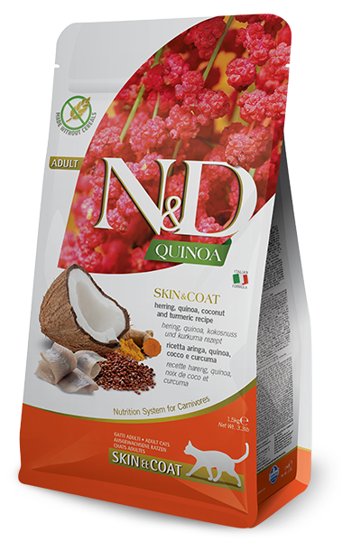 Farmina N&D Quinoa Skin & Coat Herring Dry Cat Food, 3.3-lb