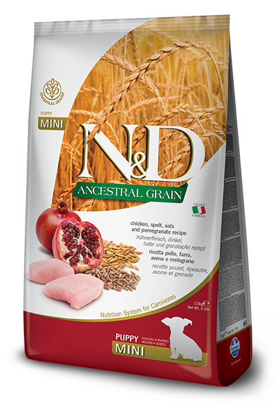 Farmina N&D Ancestral Grain Chicken & Pomegranate Mini Puppy Dry Dog Food, 5.5-lb