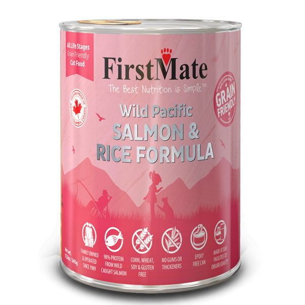 FirstMate Grain Friendly Wild Salmon & Rice Wet Cat Food, 12.2-oz