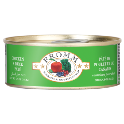 Fromm Four Star Grain Free Chicken and Duck Pate Canned Cat Food, 5.5-oz