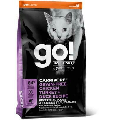 Go! Solutions Carnivore Grain-Free Chicken, Turkey, & Duck Dry Cat Food, 3-lb