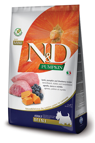 Farmina N&D Pumpkin Lamb & Blueberry Adult Mini Dog Dry Food, 5.5-lb