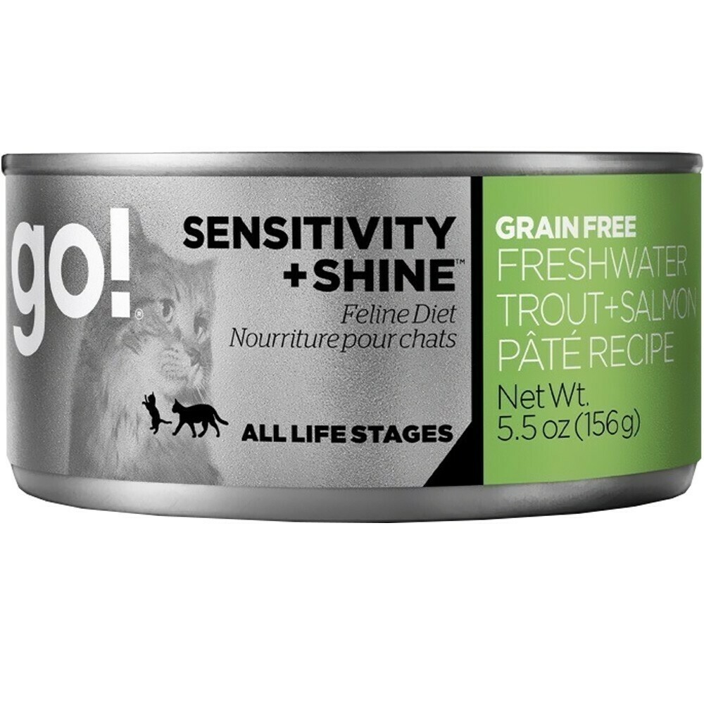 Go! Sensitivity + Shine Grain-Free Freshwater Trout & Salmon Pate Wet Cat Food, 5.5-oz