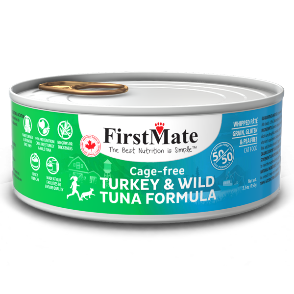 FirstMate 50/50 Turkey & Tuna Grain-Free Canned Cat Food, 5.5-oz
