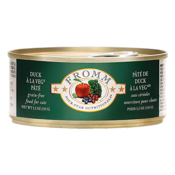 Fromm Four Star Grain Free Duck A La Veg Pate Canned Cat Food, 5.5-oz
