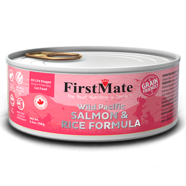 FirstMate Grain Friendly Wild Salmon & Rice Wet Cat Food, 5.5-oz
