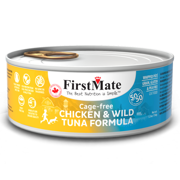 FirstMate 50/50 Chicken & Tuna Grain-Free Canned Cat Food, 5.5-oz