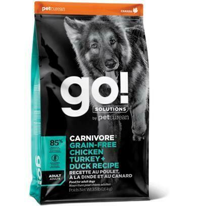 Go! Carnivore Grain-Free Chicken Turkey + Duck Dry Dog Food, 22-lb
