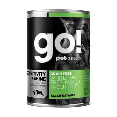Go! Sensitivity + Shine Grain-Free Whitefish & Trout Pate Wet Dog Food, 13.2-oz