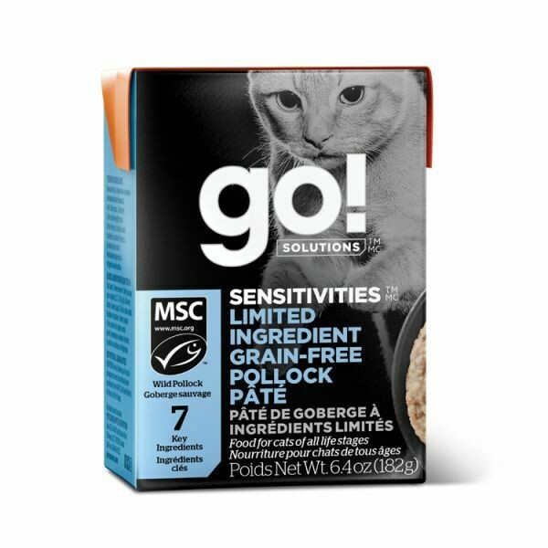 Go! Solutions Sensitivities Limited Ingredient Grain-Free Pollock Pate Wet Cat Food, 6.4-oz