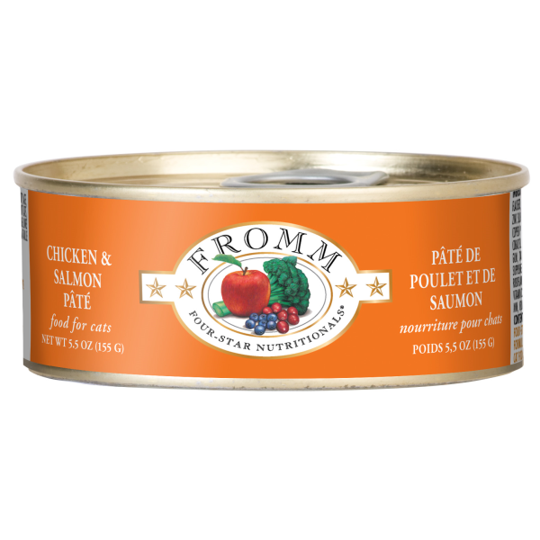 Fromm Four Star Grain Free Chicken and Salmon Pate Canned Cat Food, 5.5-oz