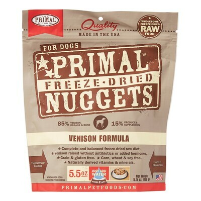 Primal Venison Formula Nuggets Grain-Free Raw Freeze-Dried Dog Food, 5.5-oz