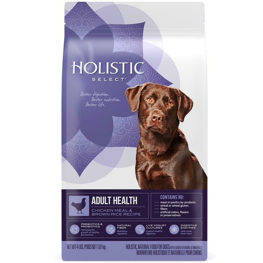 Holistic Select Adult Health Chicken Meal & Brown Rice Recipe Dry Dog Food, 4-lb bag
