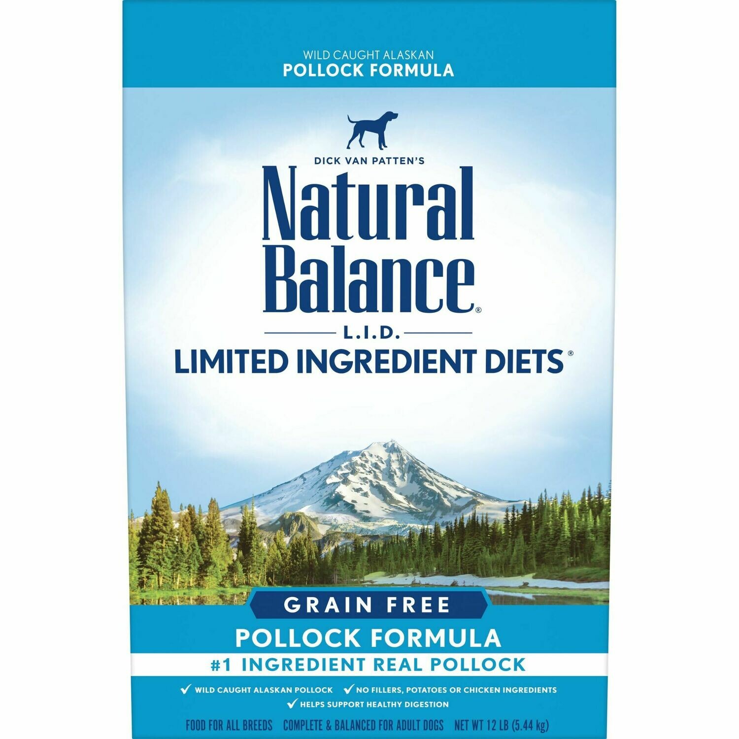 Natural Balance L.I.D. Limited Ingredient Diets High Protein Pollock Formula Dry Dog Food, 12-lb