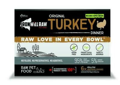 Iron Will Raw Original Turkey Frozen Cat & Dog Food, 6-lb