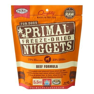 Primal Beef Formula Nuggets Grain-Free Raw Freeze-Dried Dog Food, 5.5-oz bag