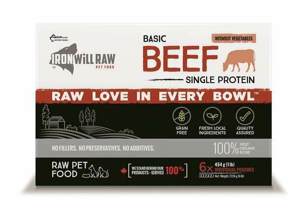 Iron Will Raw Basic Beef Frozen Cat & Dog Food, 6-lb