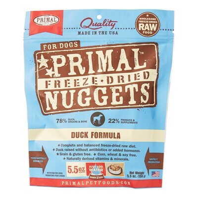 Primal Duck Formula Nuggets Grain-Free Raw Freeze-Dried Dog Food, 5.5-oz bag