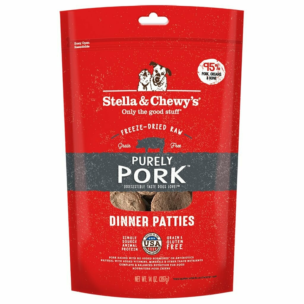 Stella & Chewy's Dinner Patties Freeze-Dried Dog Food, Purely Pork, 14-oz bag
