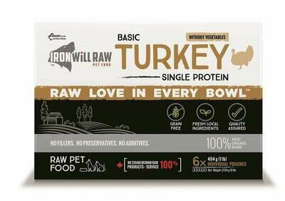 Iron Will Raw Basic Turkey Frozen Cat & Dog Food, 6-lb