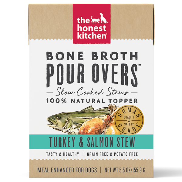 The Honest Kitchen Pour Over Bone Broth Turkey & Salmon Topper Dog Food, 5.5-oz
