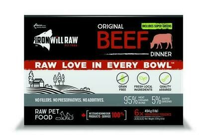 Iron Will Raw Original Beef Frozen Cat & Dog Food, 6-lb