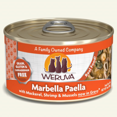 Weruva Cat Classic Marbella Paella with Mackerel, Shrimp & Mussels Grain-Free Wet Cat Food, 3-oz